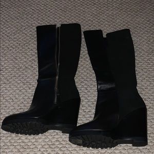 Black Wedge Boots
